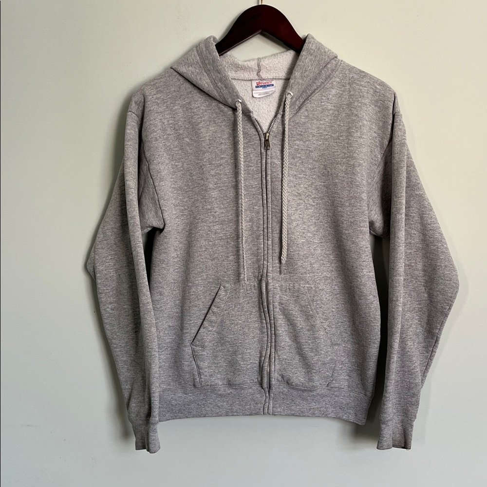 Hanes Classic Gray Zip-Up Hoodie Unisex Adult S Small